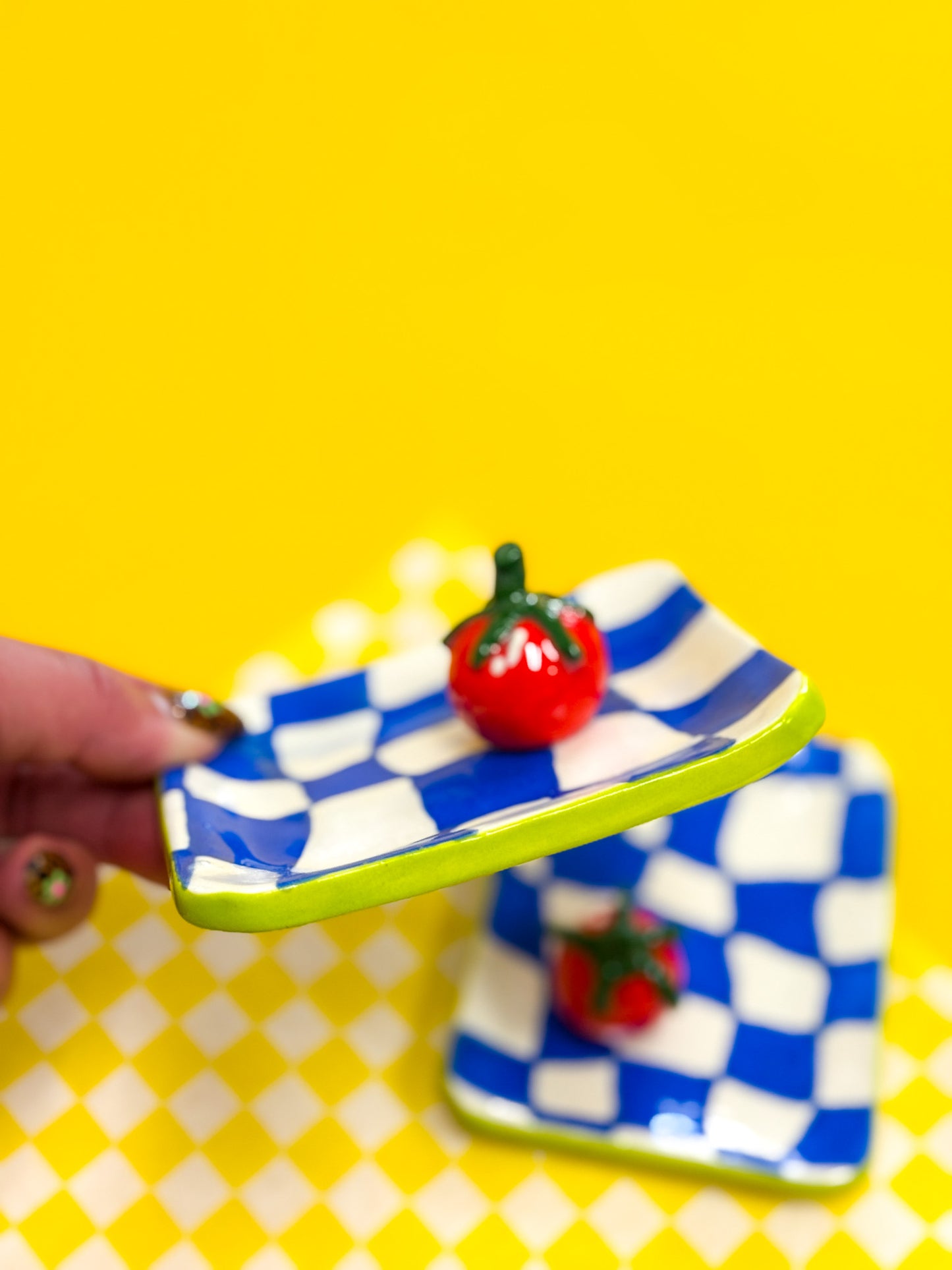 Tomato Checkered Tray