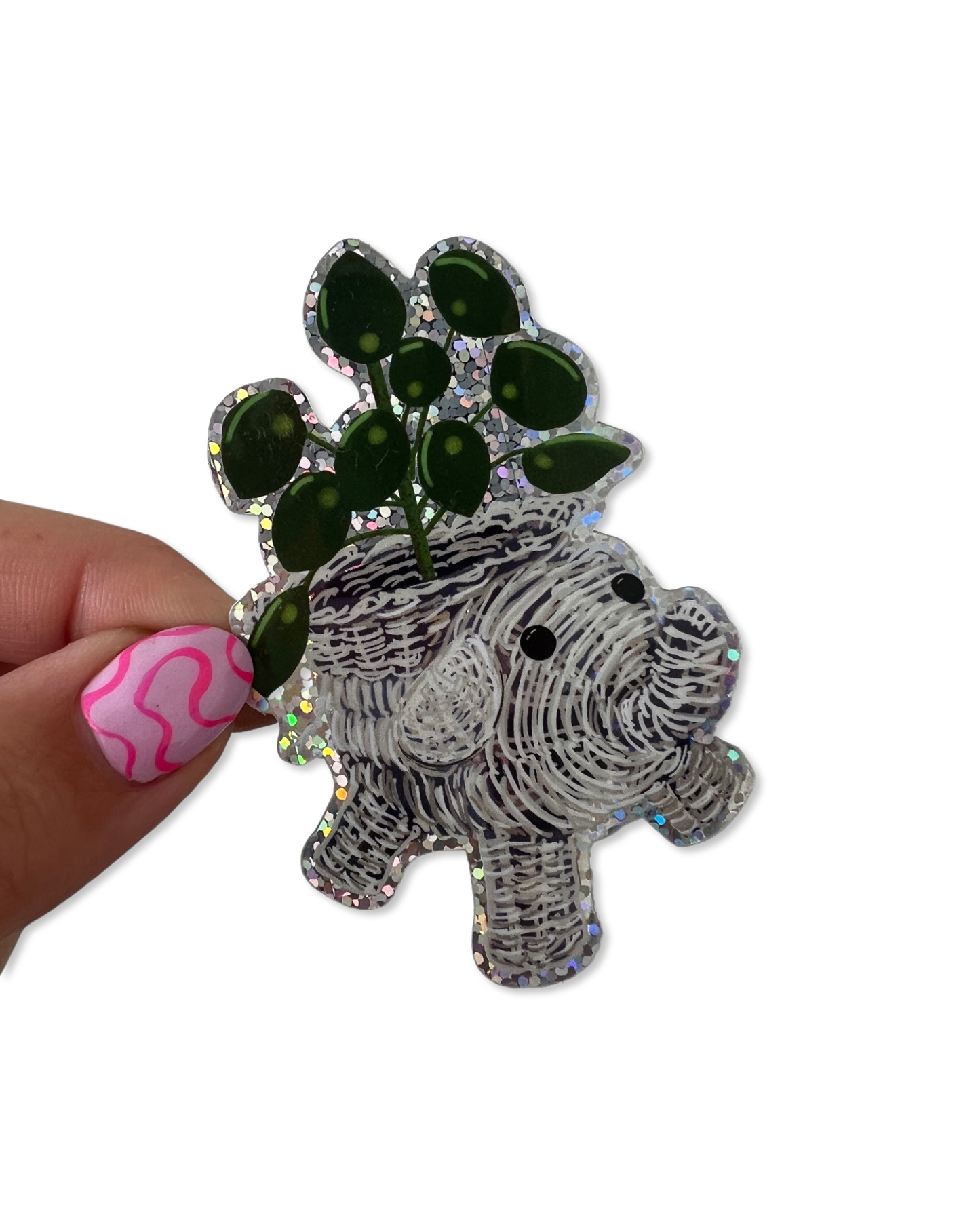 Pilea Plant Wicker Elephant Sticker