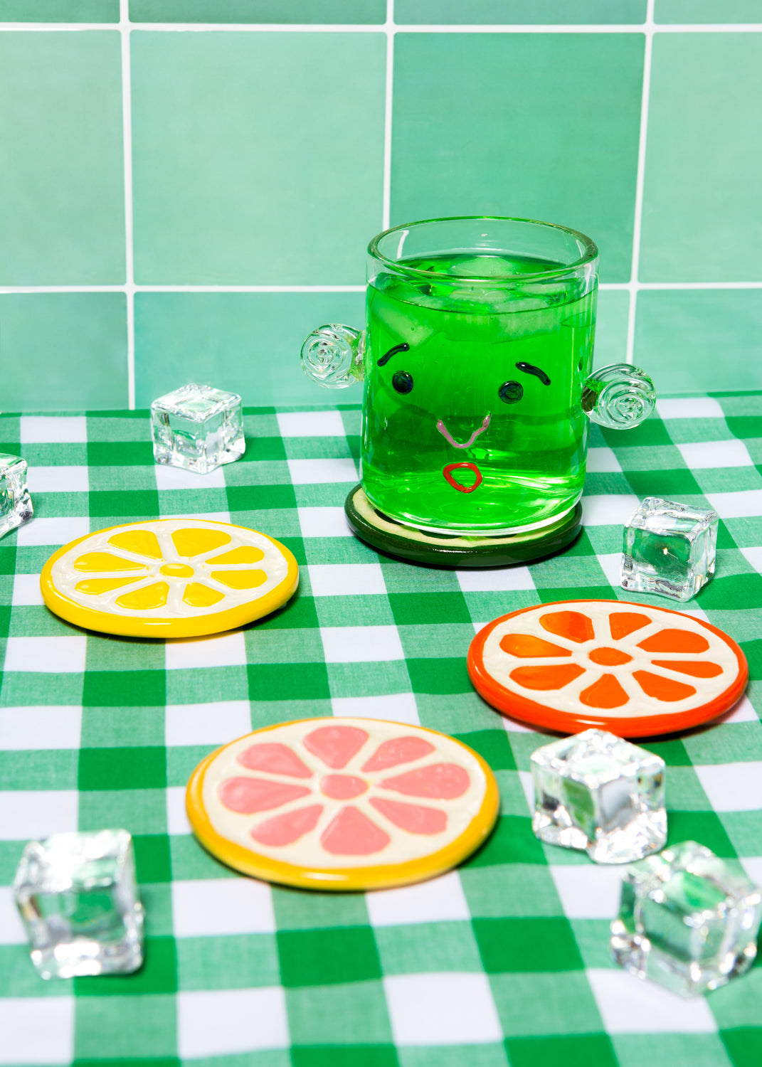 Mixed Citrus Coasters – Handmade Ceramic Fruit Drink Coaster Set