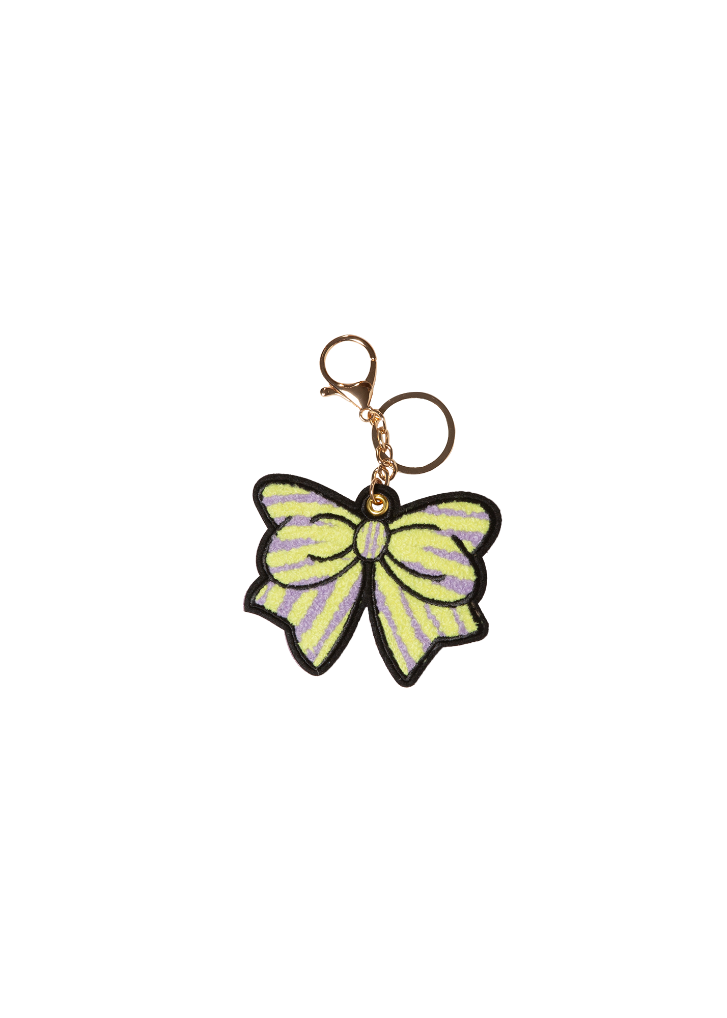 Purple + Yellow Striped Bow Bag Charm